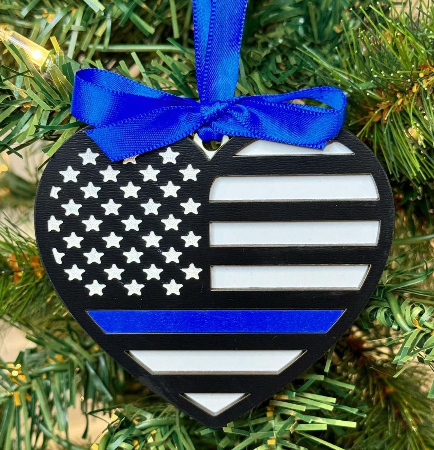 Thin Blue Line Heart Ornament