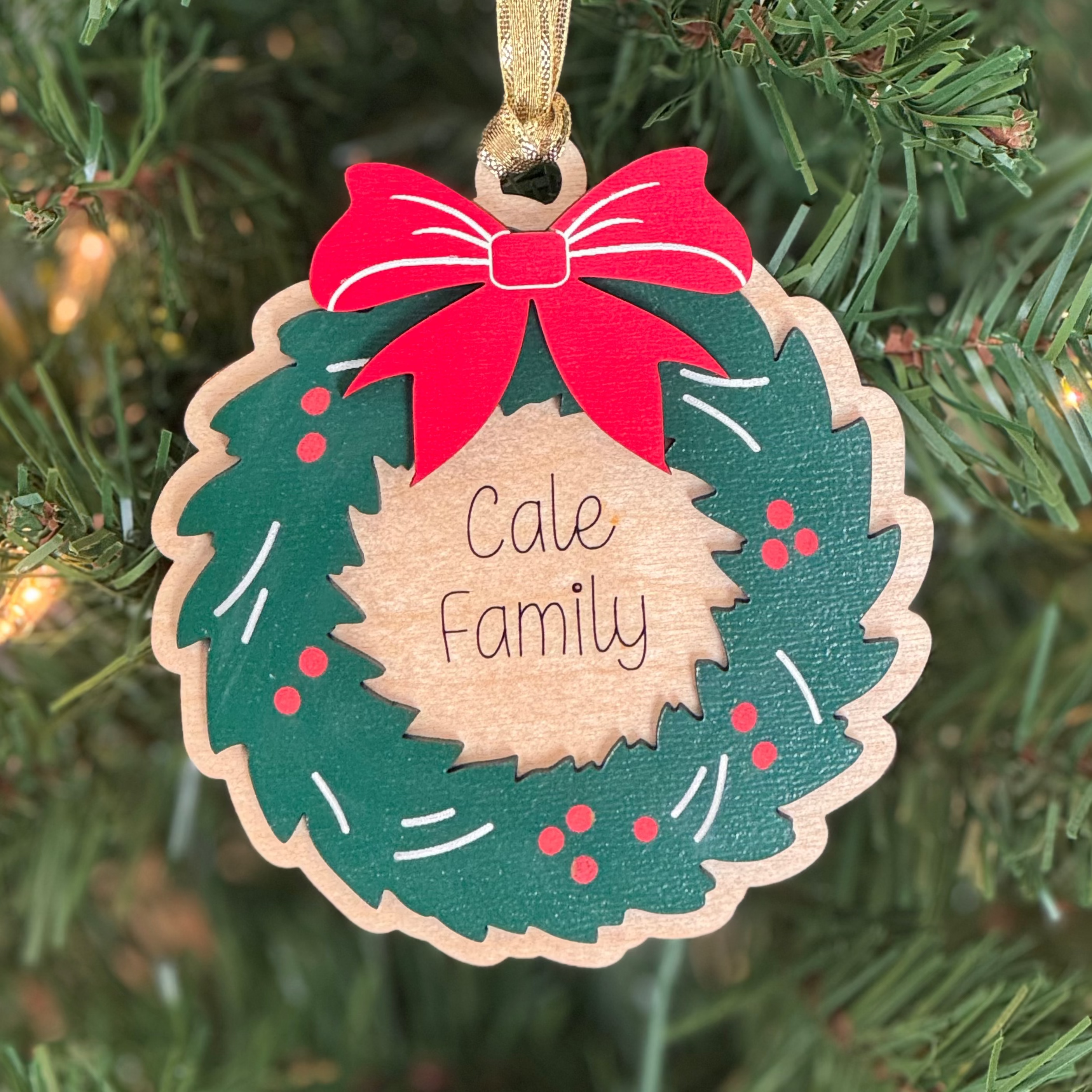 Holiday Wreath Ornament - Personalizable