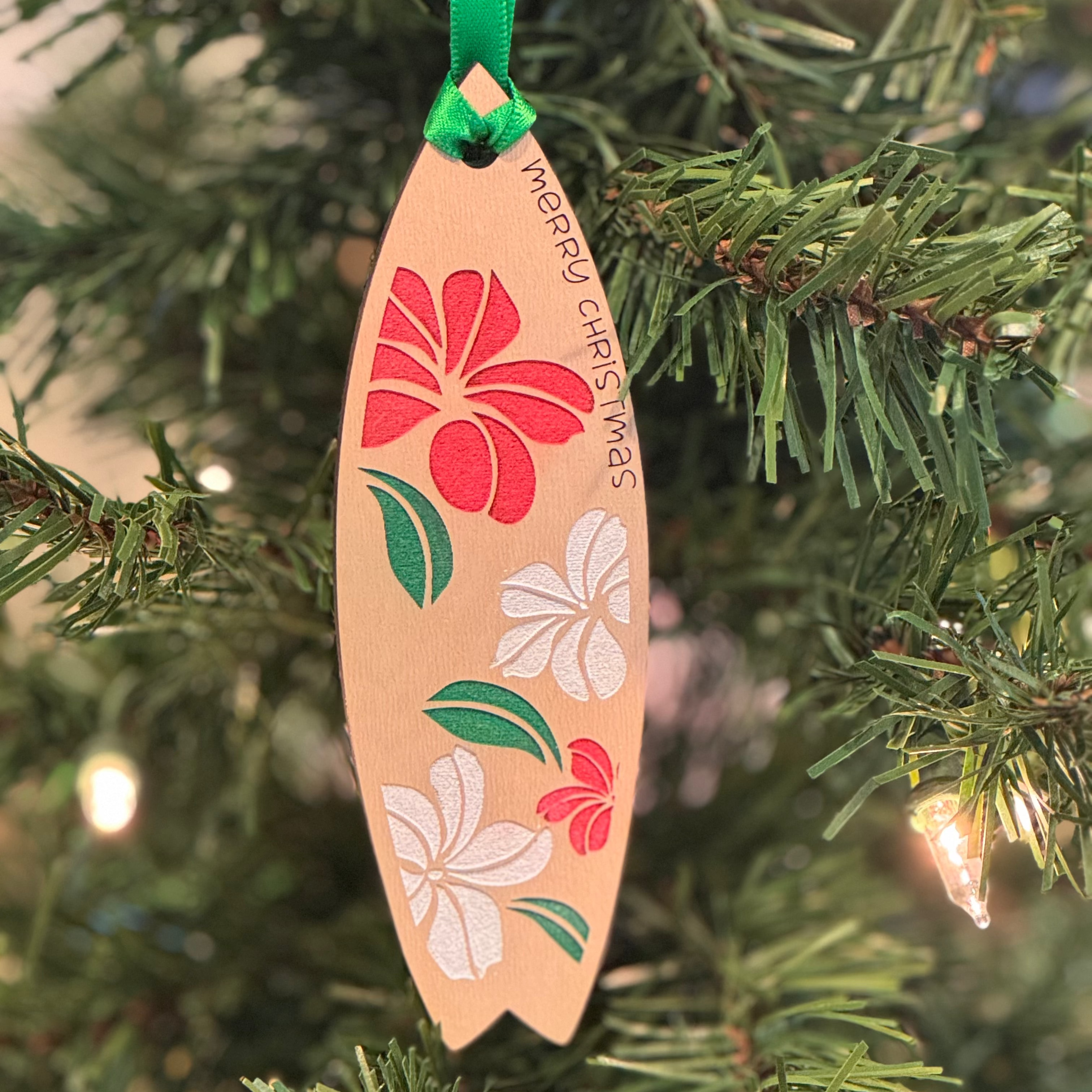 Hawaiian Holiday Surfboard Ornament
