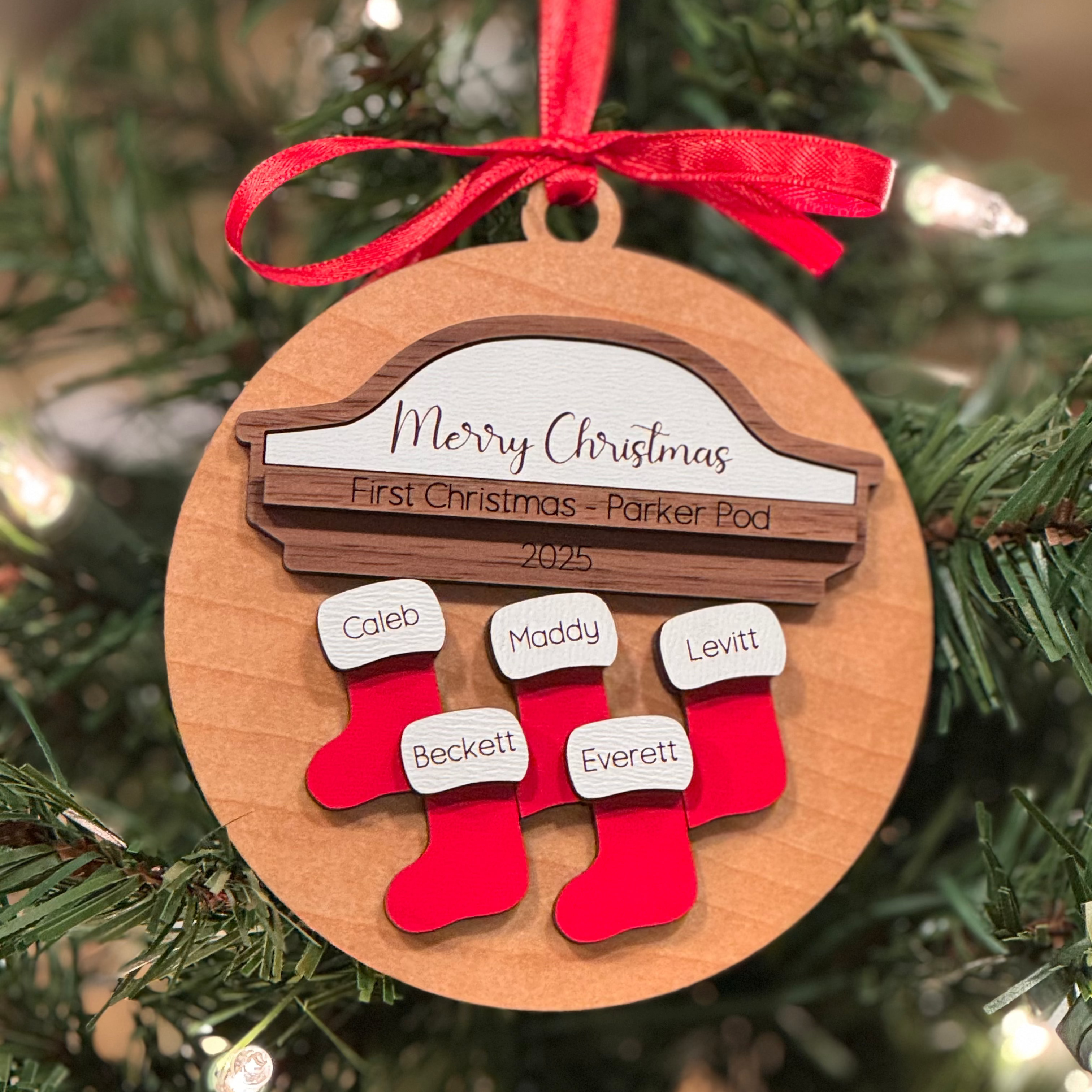 Stockings on the Mantle Family Ornament