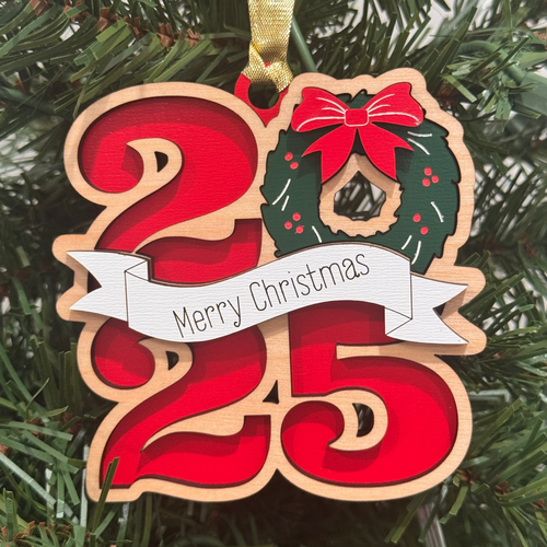 2025 Wreath & Banner Ornament - Personalizable