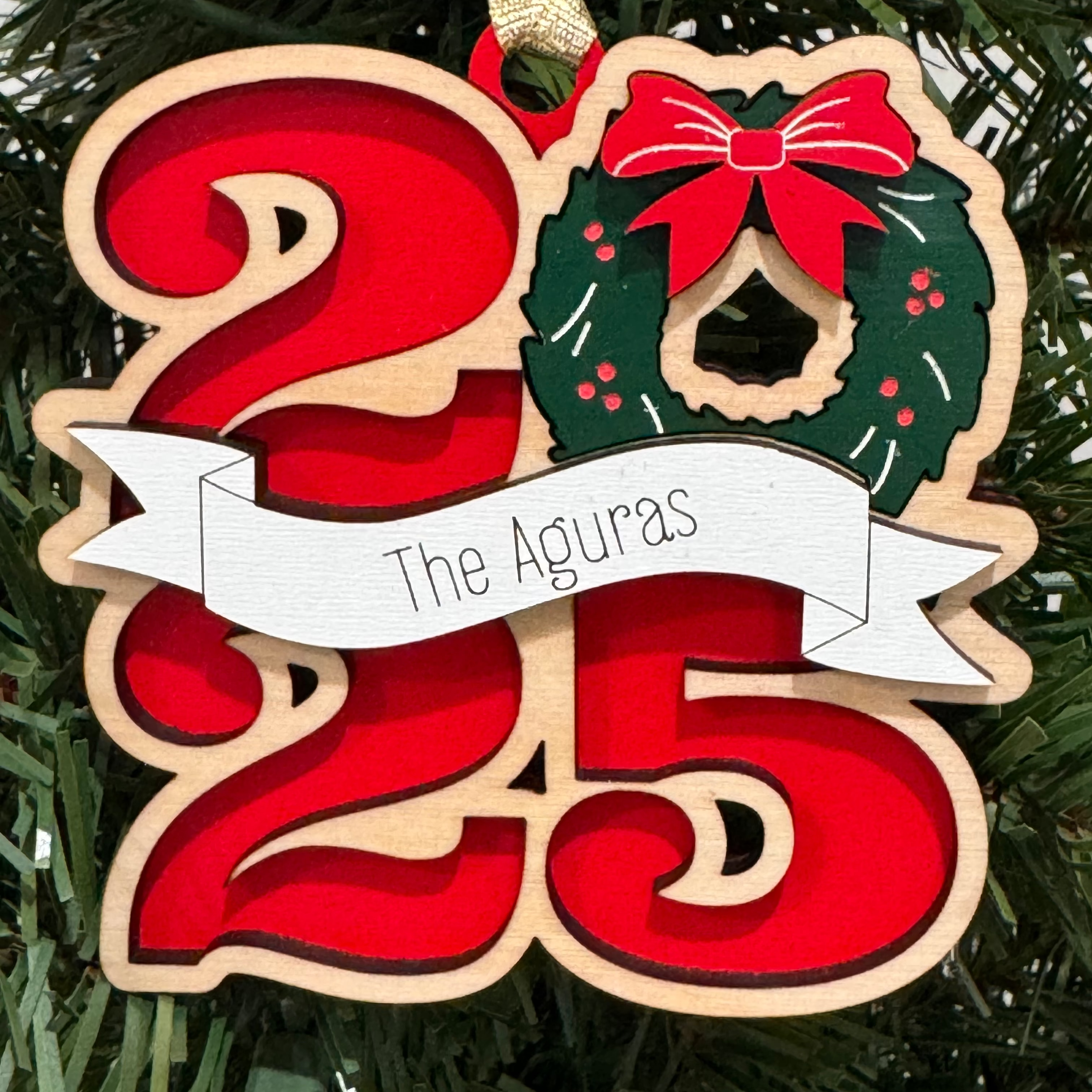 2025 Wreath & Banner Ornament - Personalizable
