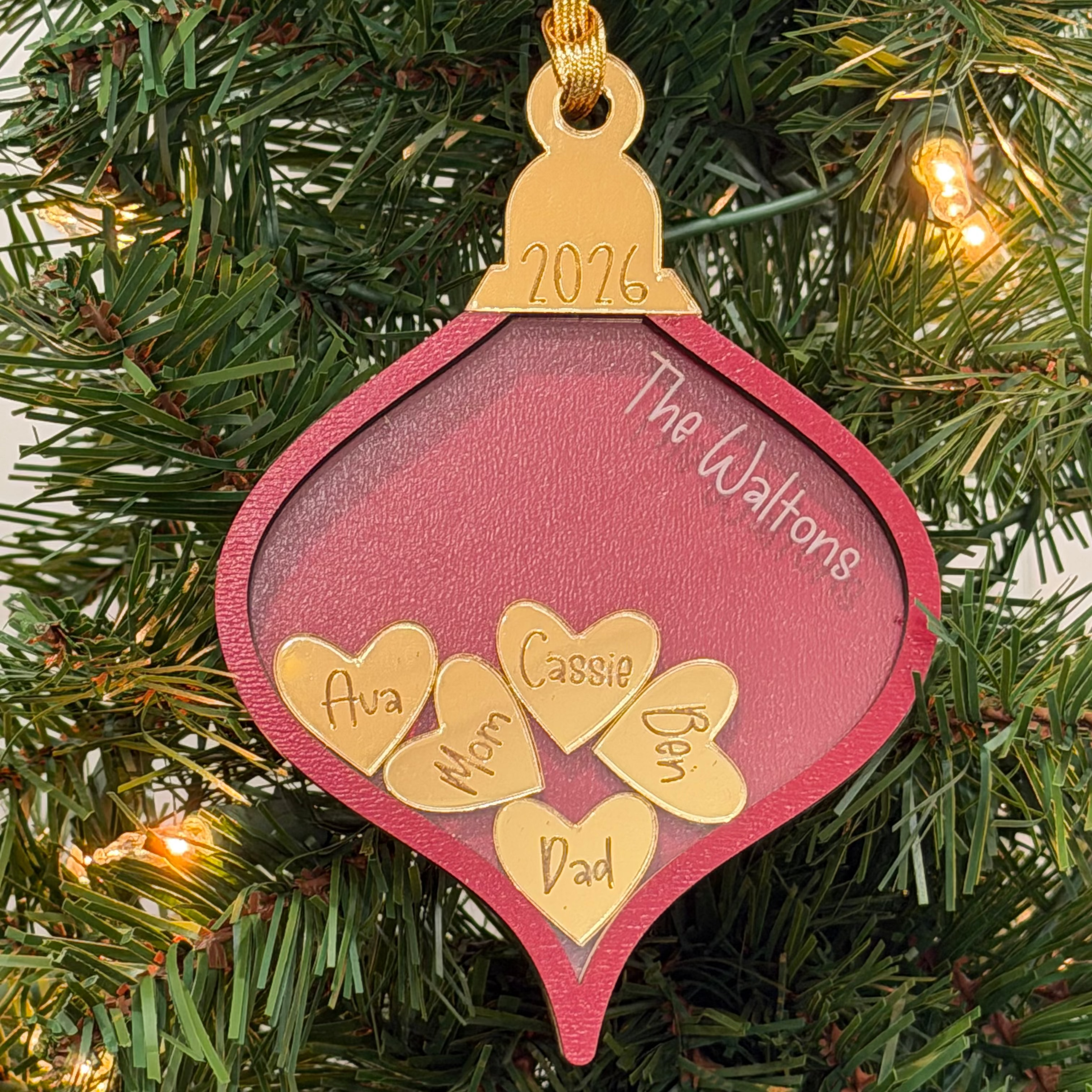 Teardrop Shaker Family Ornament