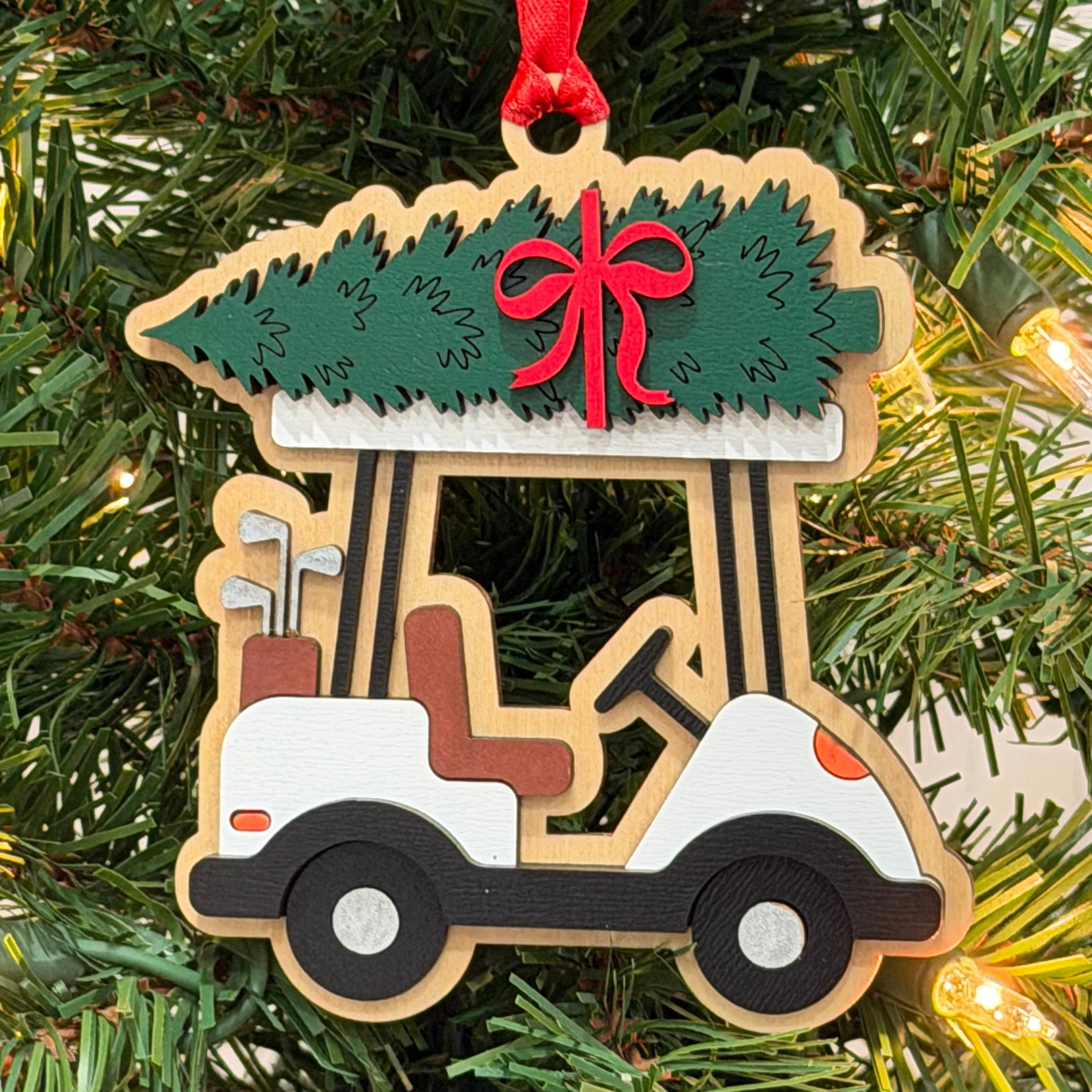 Golf Cart Christmas Tree Delivery Ornament