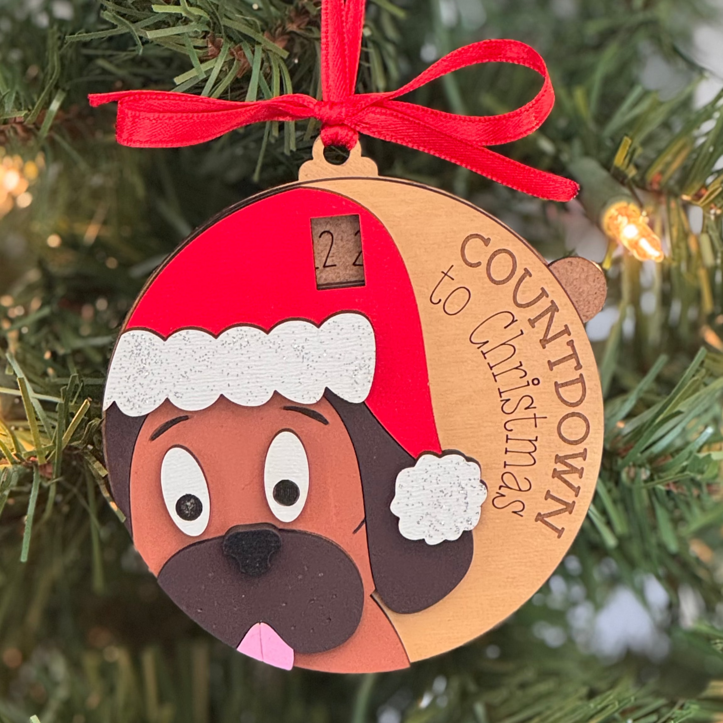 Christmas Countdown - Puppy In Santa Hat