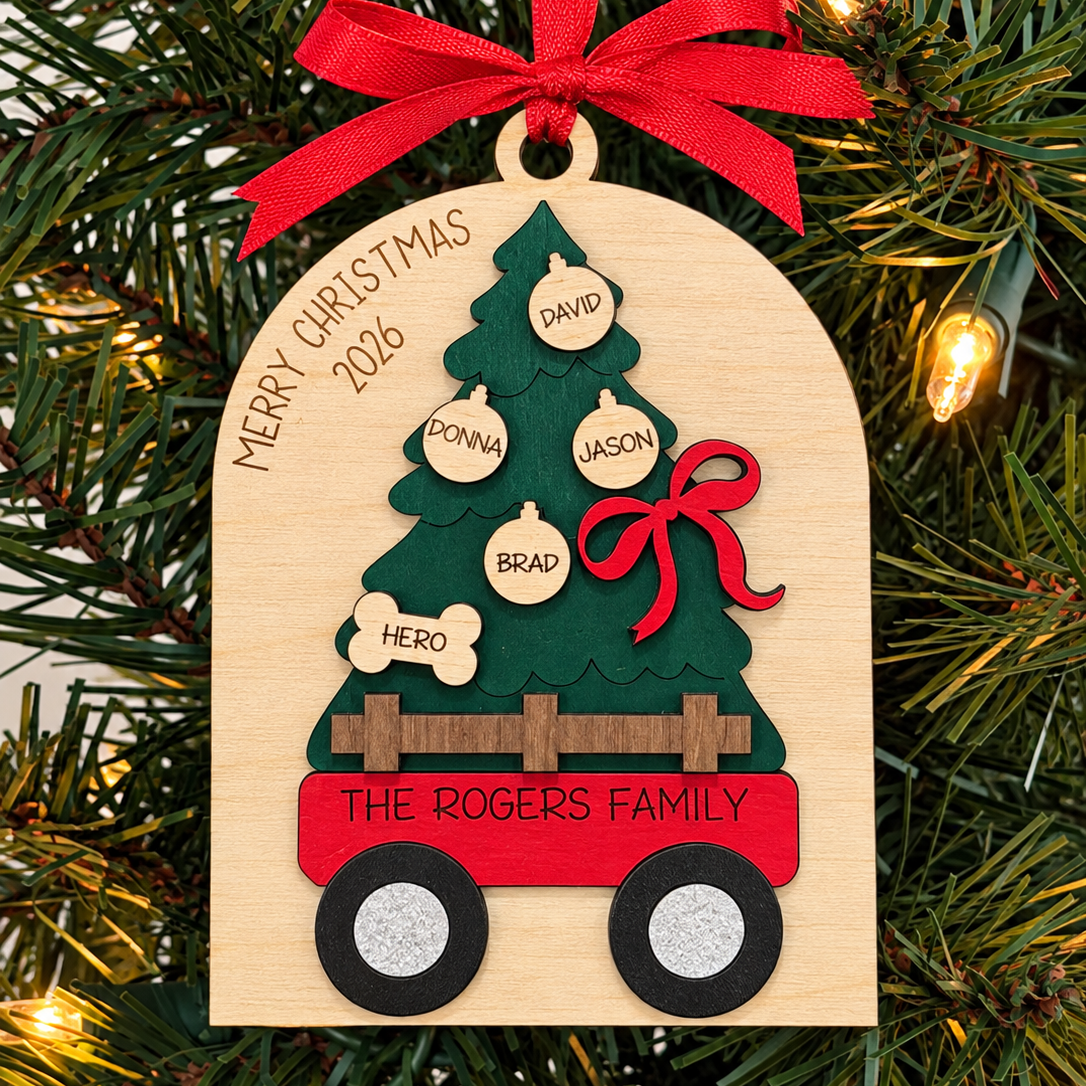 Wagon Family Ornament